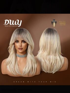 Long Layered Blonde Wig with Bangs NWT